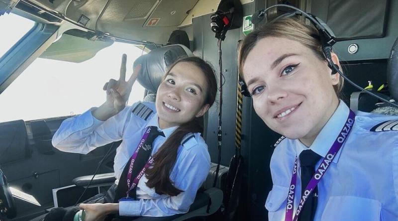 QAZAQ AIR совершила первый в истории авиакомпании рейс с женским экипажем