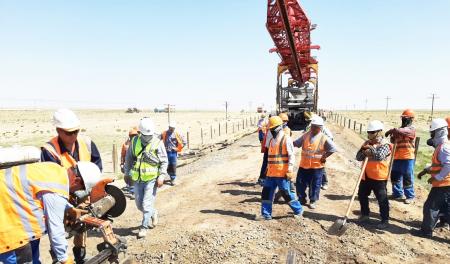 Дарбаза-Мақтаарал теміржол желісінің құрылысы қарқынды жүріп жатыр